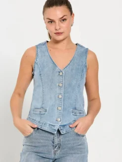 Freequent farkkuliivi FqHalsay-waistcoat Light Blue Denim Discount